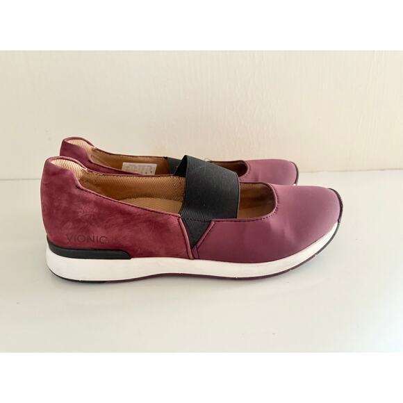 Vionic Cadee Wine Mary Jane Flats Womens 9 Comfort Slip On Sneakers Arch Support - Picture 2 of 7
